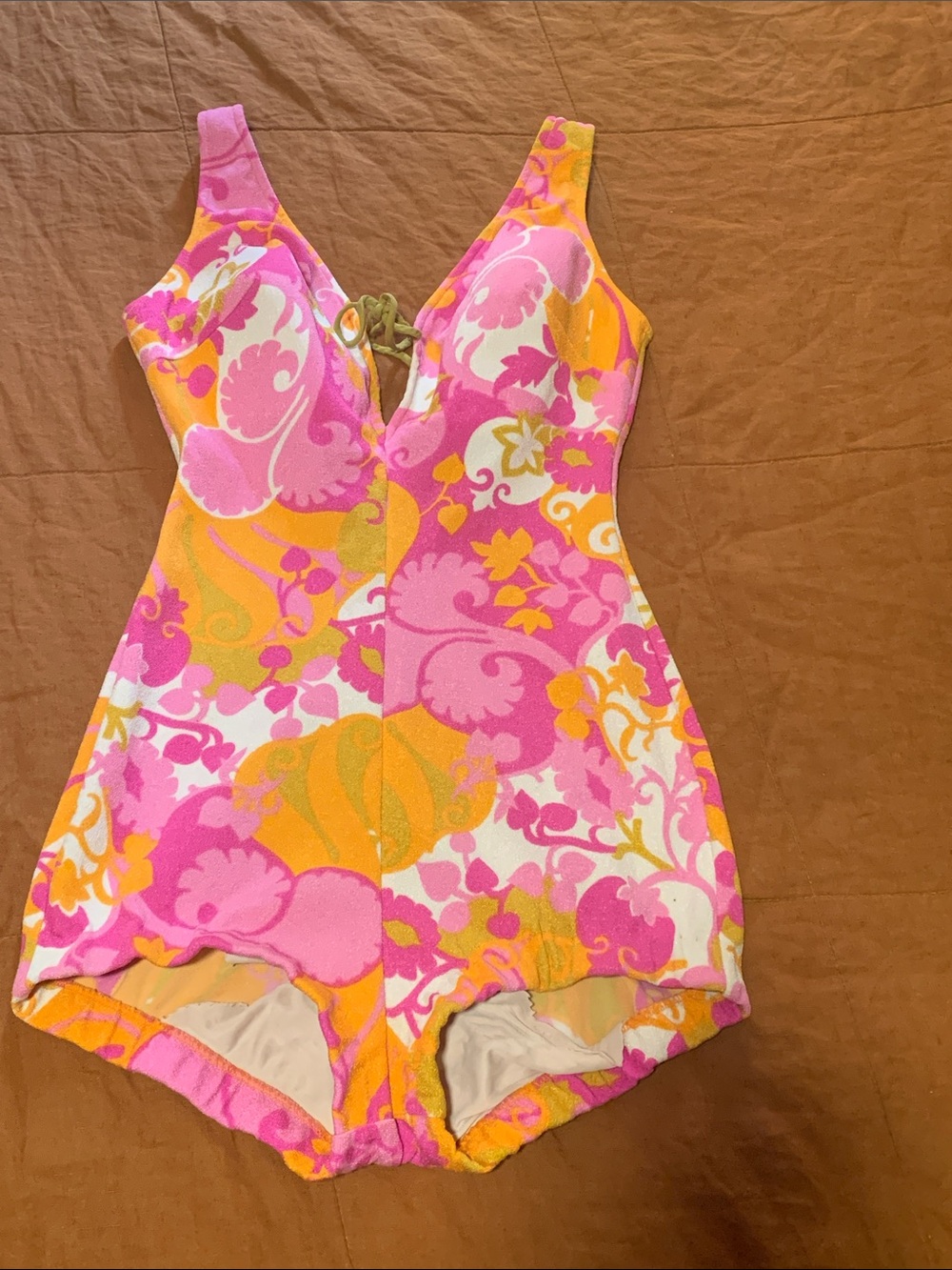 Amazing vintage  psychedelic  Pink & Orange One-Piece Swimsuit